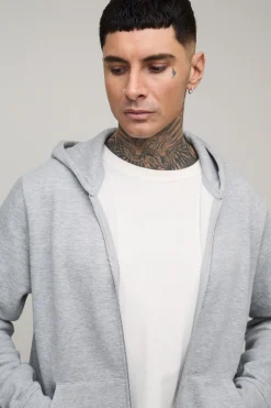 boohooMAN Sweat À Casynthétiqueche Zippé Basique Coupe Regular Tall<Homme Tout Afficher|Sweats À Capuche Tall