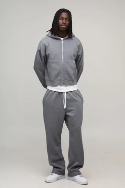 boohooMAN Sweat à Casynthétiqueche Zippé Boxy Raccourci Basique<Homme Sweats À Capuche Et Sweatshirts|Sweats À Capuche Et Sweats
