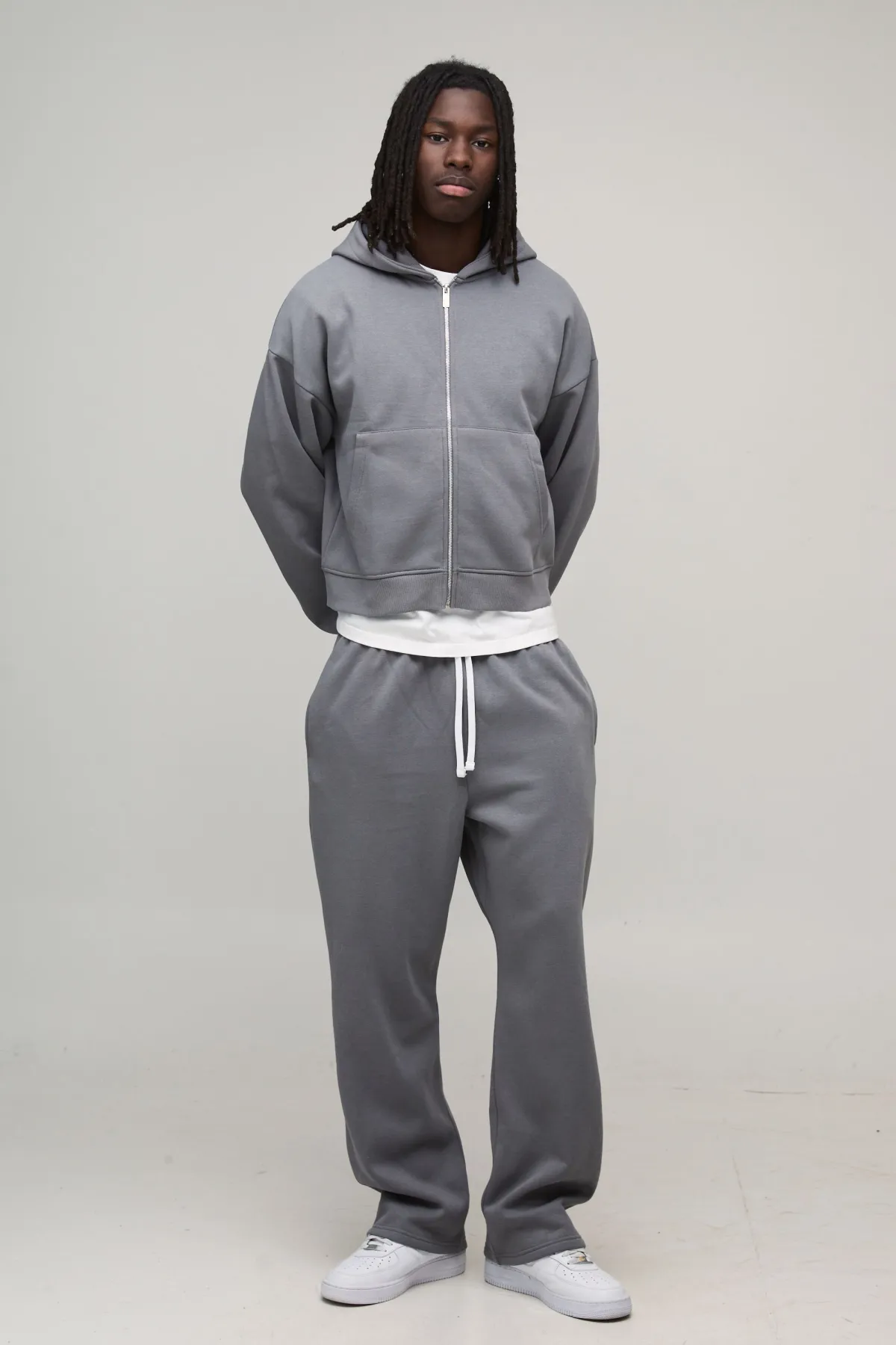 boohooMAN Sweat à Casynthétiqueche Zippé Boxy Raccourci Basique<Homme Sweats À Capuche Et Sweatshirts|Sweats À Capuche Et Sweats