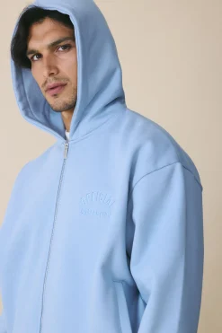 Sweat À Casynthétiqueche Zippé Boxy Oversize Brodé 500 G/m²