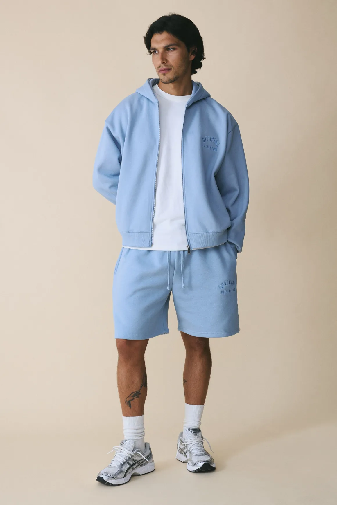 Sweat À Casynthétiqueche Zippé Boxy Oversize Brodé 500 G/m²