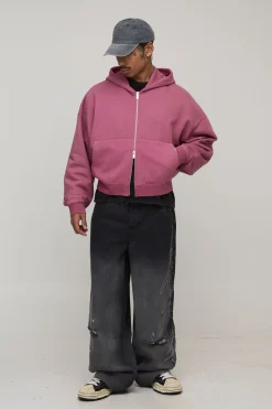 Sweat À Casynthétiqueche Zippé Boxy Rétréci Lavé Essentiel