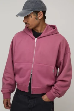Sweat À Casynthétiqueche Zippé Boxy Rétréci Lavé Essentiel
