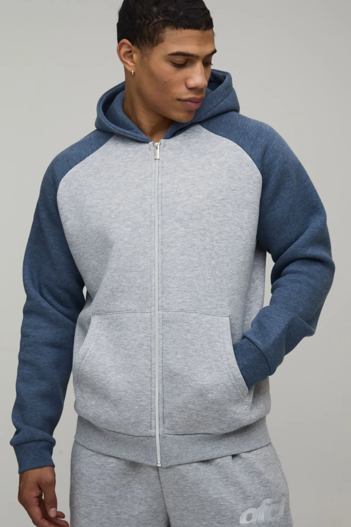 boohooMAN Sweat à Casynthétiqueche Zippé Coupe Regular à Manches Raglan<Homme Sweats À Capuche Et Sweatshirts|Sweats À Capuche Grande Taille