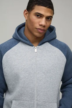 boohooMAN Sweat à Casynthétiqueche Zippé Coupe Regular à Manches Raglan<Homme Sweats À Capuche Et Sweatshirts|Sweats À Capuche Grande Taille