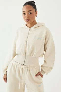 Sweat À Casynthétiqueche Zippé Dsgn Studio À Ourlet Profond Resserré Avec Broderie Script