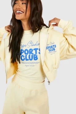 Sweat À Casynthétiqueche Zippé DSGN Studio Sports Club À Slogan Bulle Et Ourlet Profond
