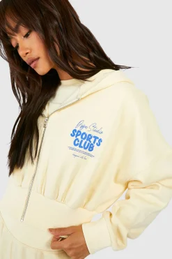 Sweat À Casynthétiqueche Zippé DSGN Studio Sports Club À Slogan Bulle Et Ourlet Profond