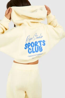Sweat À Casynthétiqueche Zippé DSGN Studio Sports Club À Slogan Bulle Et Ourlet Profond