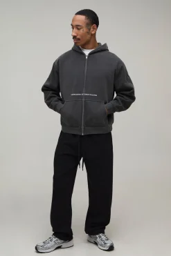 Sweat À Casynthétiqueche Zippé Délavé Oversize Boxy Édition Limitée