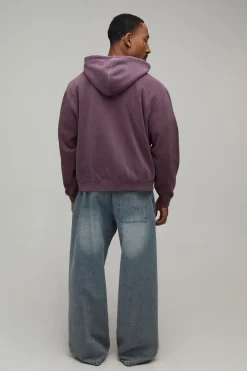boohooMAN Sweat À Casynthétiqueche Zippé Délavé Oversize Style Moto Boxy<Homme Sweats À Capuche Et Sweatshirts|Sweats À Capuche Et Sweats