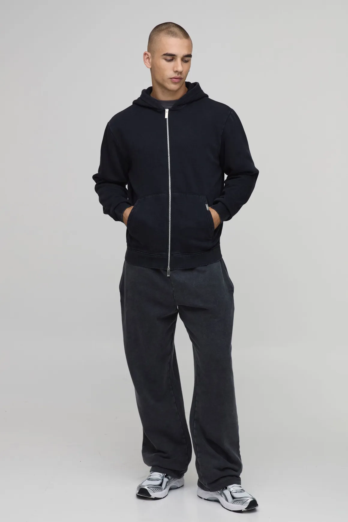 Sweat À Casynthétiqueche Zippé Essentiel Délavé Coupe Ample