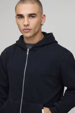 Sweat À Casynthétiqueche Zippé Essentiel Délavé Coupe Ample