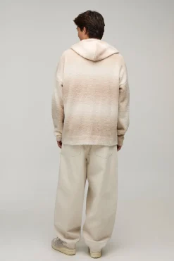 boohooMAN Sweat À Casynthétiqueche Zippé En Maille Duveteuse Ombré Coupe Décontractée<Homme Sweats À Capuche Et Sweatshirts|Sweats À Capuche Et Sweats