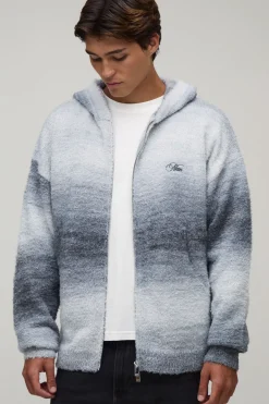 Sweat À Casynthétiqueche Zippé En Maille Duveteuse Effet Ombré Coupe Décontractée