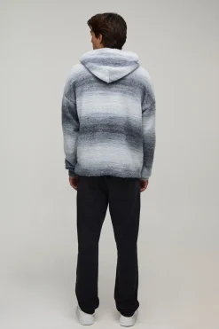 Sweat À Casynthétiqueche Zippé En Maille Duveteuse Effet Ombré Coupe Décontractée