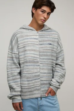 Sweat À Casynthétiqueche Zippé En Maille Ombré Coupe Décontractée