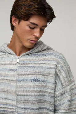 Sweat À Casynthétiqueche Zippé En Maille Ombré Coupe Décontractée