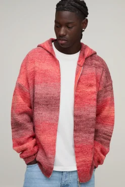 boohooMAN Sweat À Casynthétiqueche Zippé En Maille Ombré Coupe Décontractée<Homme Sweats À Capuche Et Sweatshirts|Sweats À Capuche Et Sweats