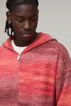 boohooMAN Sweat À Casynthétiqueche Zippé En Maille Ombré Coupe Décontractée<Homme Sweats À Capuche Et Sweatshirts|Sweats À Capuche Et Sweats