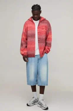 boohooMAN Sweat À Casynthétiqueche Zippé En Maille Ombré Coupe Décontractée<Homme Sweats À Capuche Et Sweatshirts|Sweats À Capuche Et Sweats