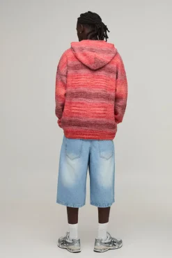 boohooMAN Sweat À Casynthétiqueche Zippé En Maille Ombré Coupe Décontractée<Homme Sweats À Capuche Et Sweatshirts|Sweats À Capuche Et Sweats
