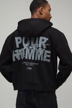 boohooMAN Sweat À Casynthétiqueche Zippé Floral Oversize Boxy Pour Homme<Homme Sweats À Capuche Et Sweatshirts|Sweats À Capuche Et Sweats