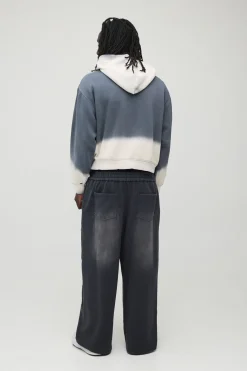 Sweat À Casynthétiqueche Zippé Gothique Oversize Boxy Brodé Effet Délavé Usé