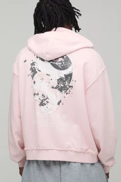 Sweat à Casynthétiqueche Zippé Graphique Oversize Boxy Délavé Tall