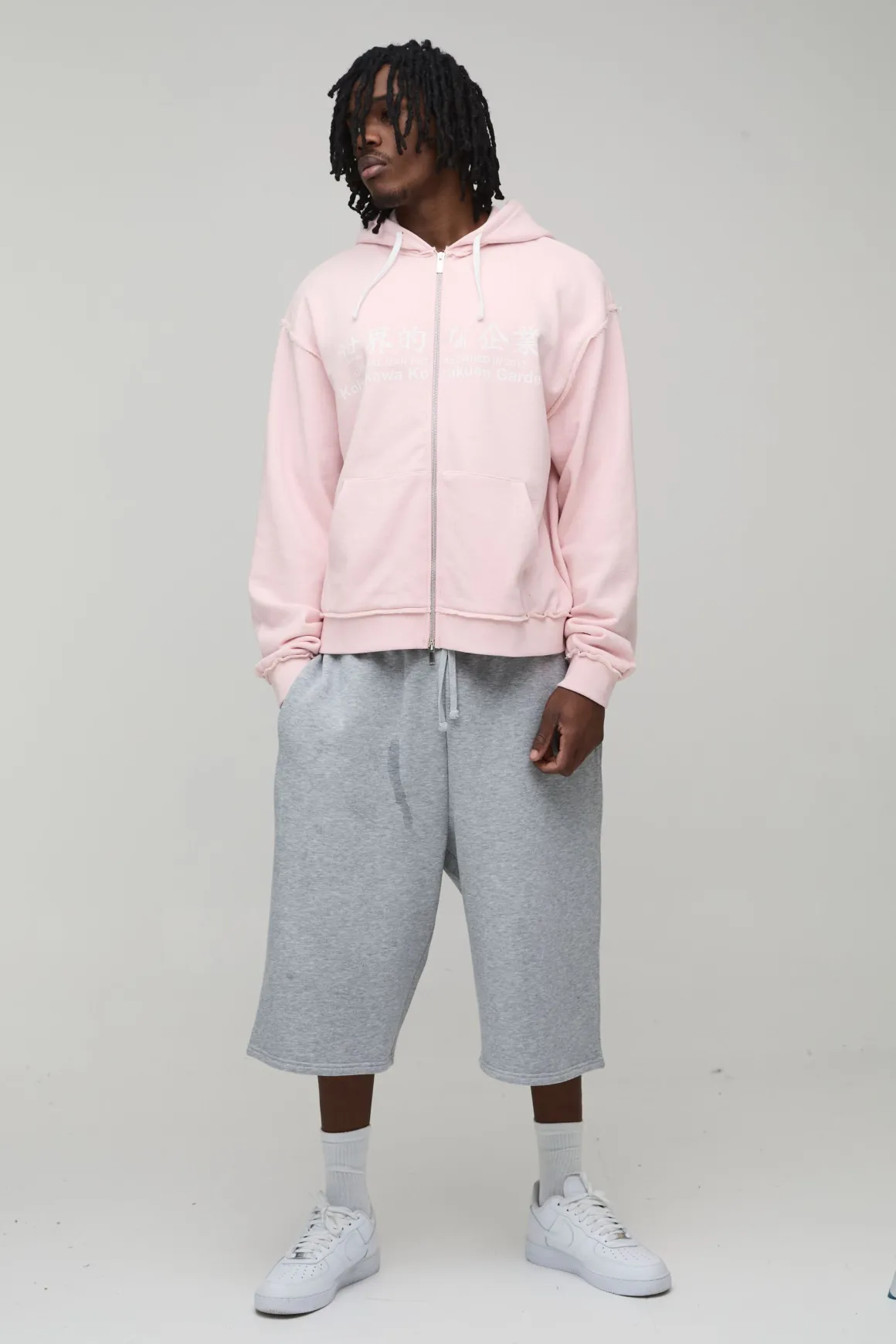 Sweat à Casynthétiqueche Zippé Graphique Oversize Boxy Délavé Tall