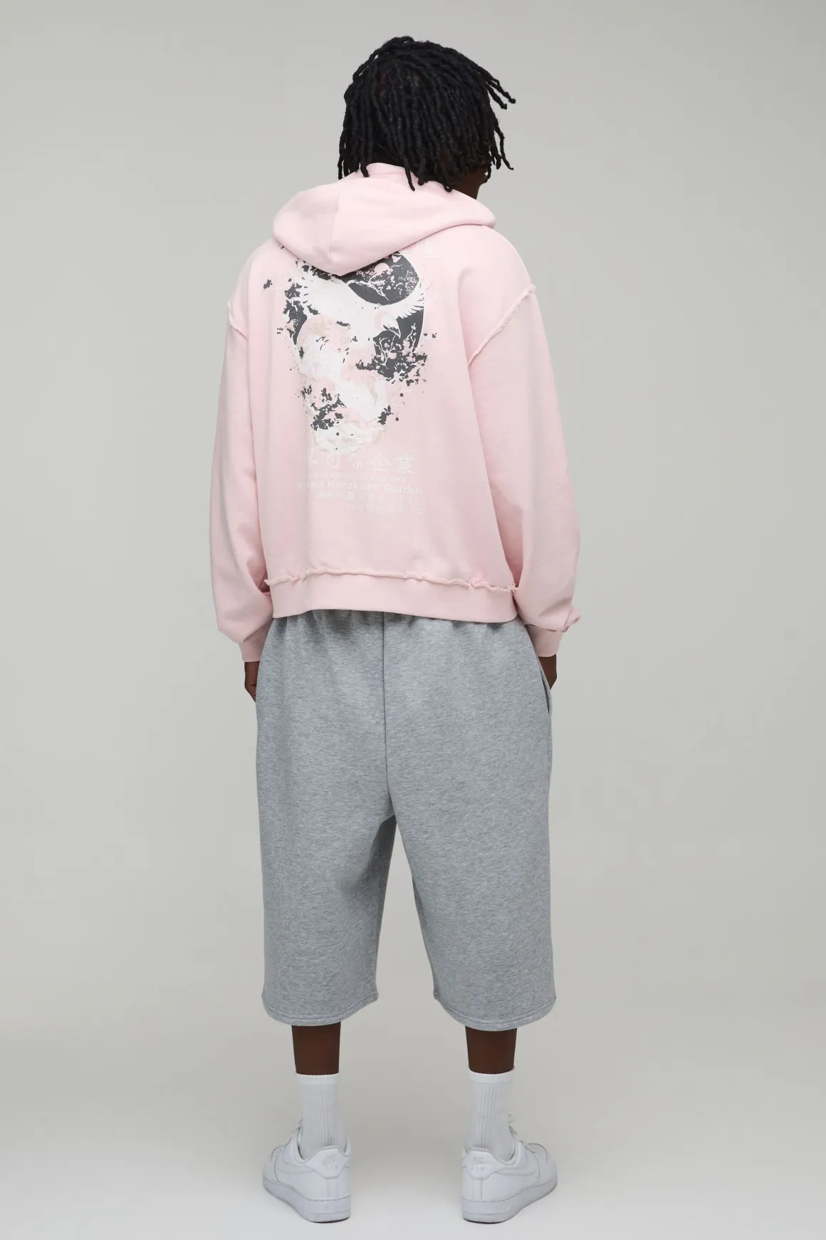Sweat à Casynthétiqueche Zippé Graphique Oversize Boxy Délavé Tall