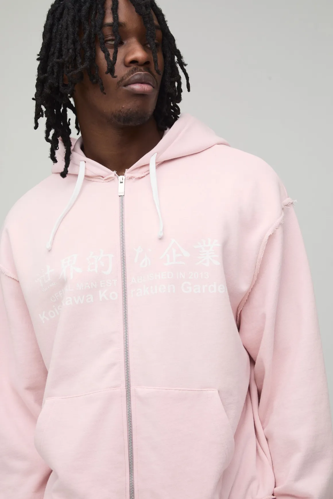 Sweat à Casynthétiqueche Zippé Graphique Oversize Boxy Délavé Tall