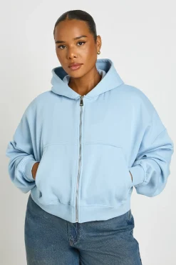 boohoo Sweat À Casynthétiqueche Zippé Grande Taille À Manches Ballon<Femme Sweats À Capuche Et Sweats|Sweats À Capuche Et Sweatshirts