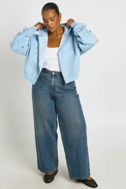 boohoo Sweat À Casynthétiqueche Zippé Grande Taille À Manches Ballon<Femme Sweats À Capuche Et Sweats|Sweats À Capuche Et Sweatshirts