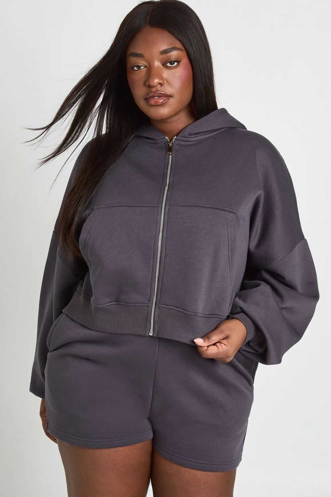Sweat À Casynthétiqueche Zippé Grande Taille À Manches Ballon