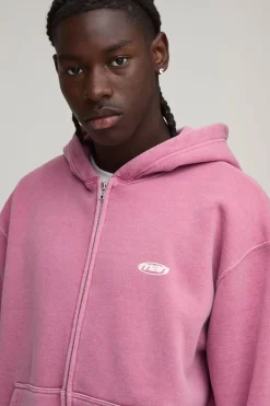 Sweat À Casynthétiqueche Zippé Homme Oversize Délavé Sport Coupe Ample MAN