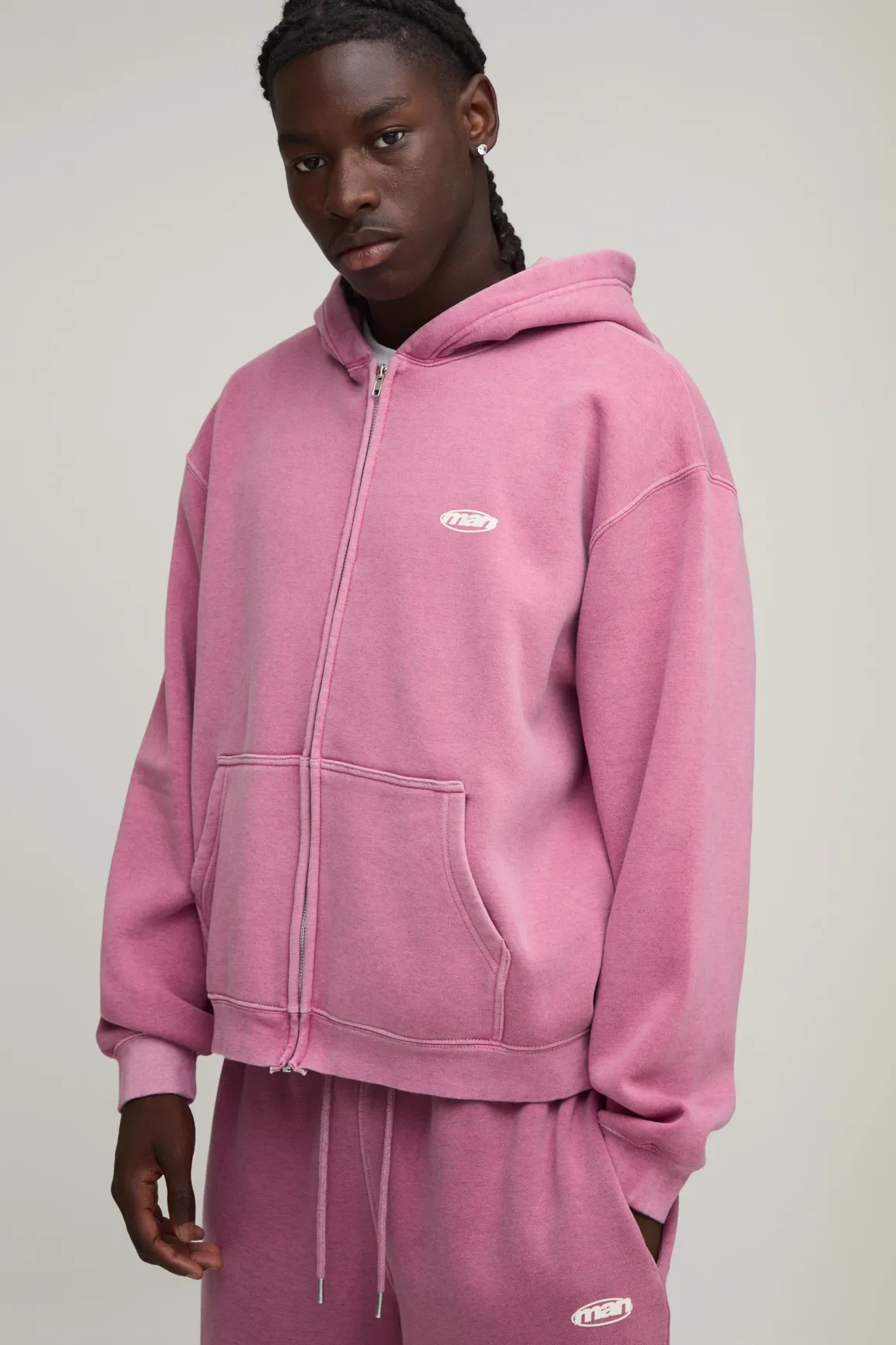Sweat À Casynthétiqueche Zippé Homme Oversize Délavé Sport Coupe Ample MAN