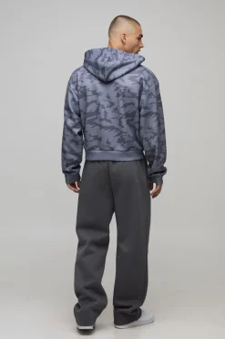 boohooMAN Sweat à Casynthétiqueche Zippé Imprimé Camouflage Coupe Ajustée<Homme Sweats À Capuche Et Sweatshirts|Sweats À Capuche Et Sweats