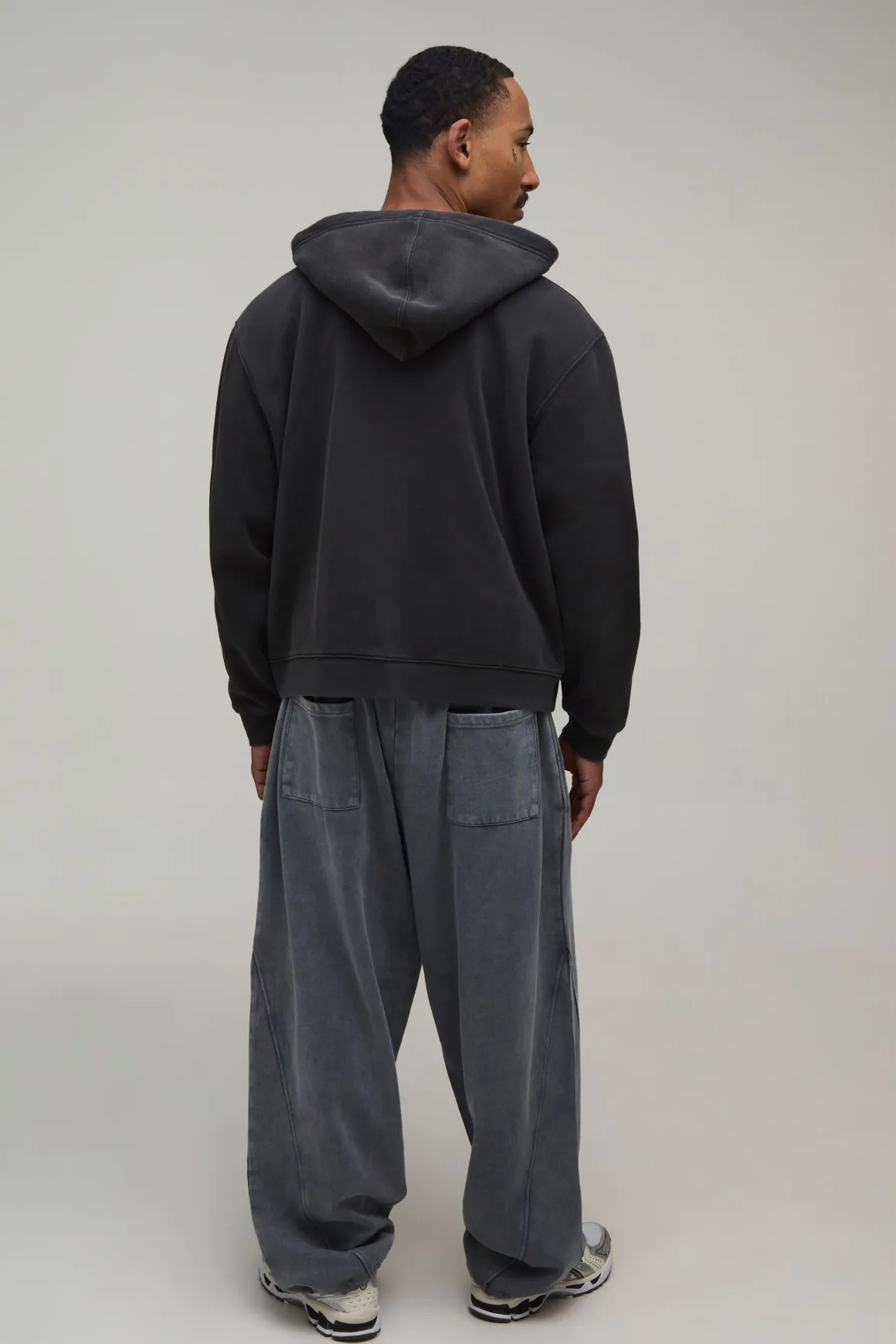Sweat À Casynthétiqueche Zippé Moto Oversize Boxy Effet Délavé