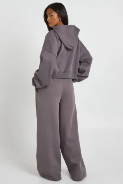 Sweat À Casynthétiqueche Zippé Oversize À Manches Ballon Bouffantes Court Boxy Petite