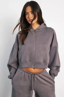Sweat À Casynthétiqueche Zippé Oversized Boxy À Manches Ballon