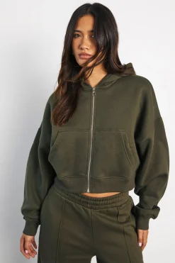 boohoo Sweat À Casynthétiqueche Zippé Oversize À Manches Ballon Et Coupe Boxy<Femme Sweats À Capuche Et Sweatshirts|Basiques