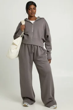 Sweat à Casynthétiqueche Zippé Oversize Grande Taille avec Détails de Coutures