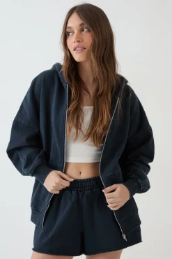 Sweat À Casynthétiqueche Zippé Oversize Effet Délavé Poids Lourd Dsgn Studio