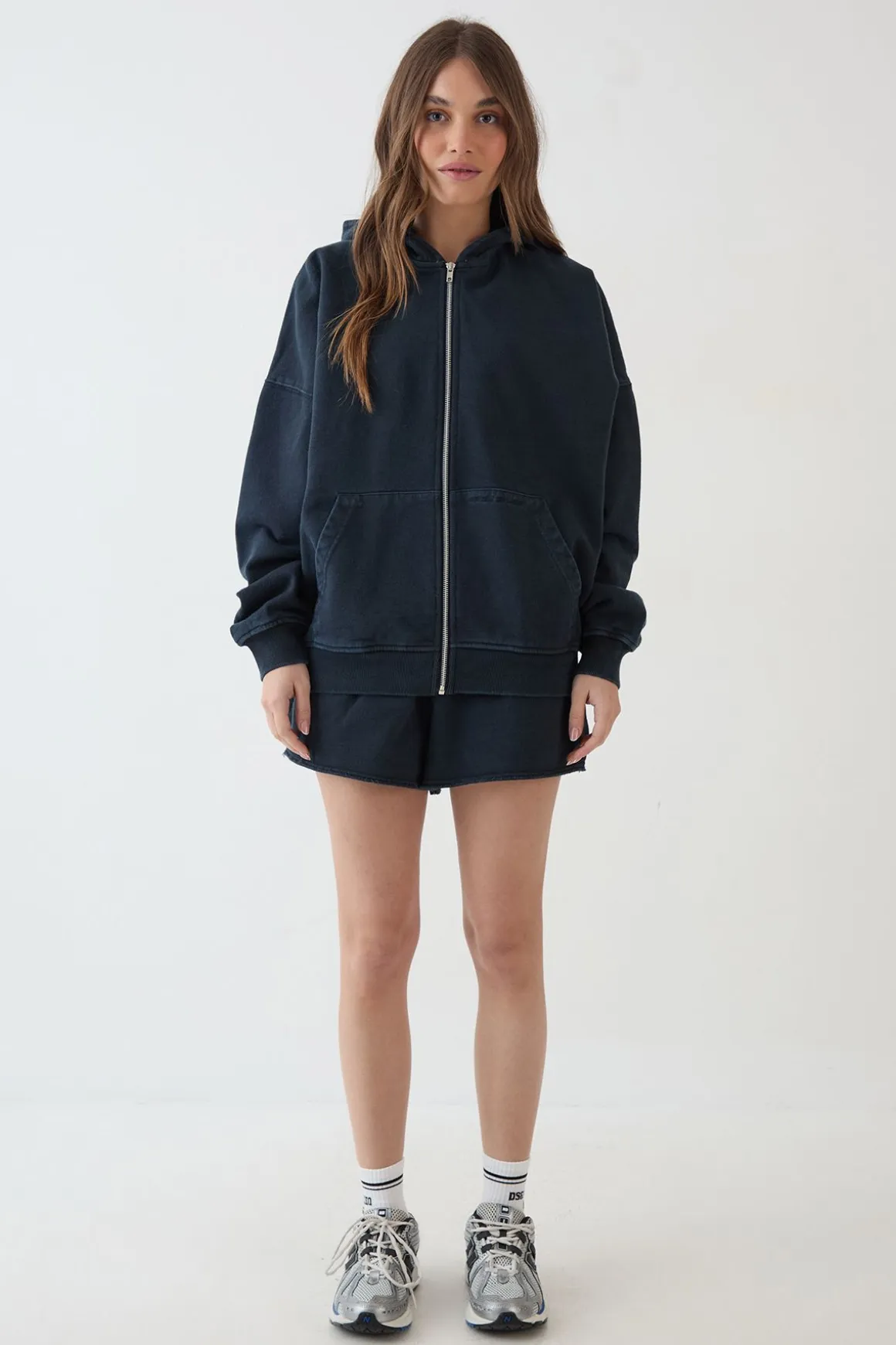 Sweat À Casynthétiqueche Zippé Oversize Effet Délavé Poids Lourd Dsgn Studio