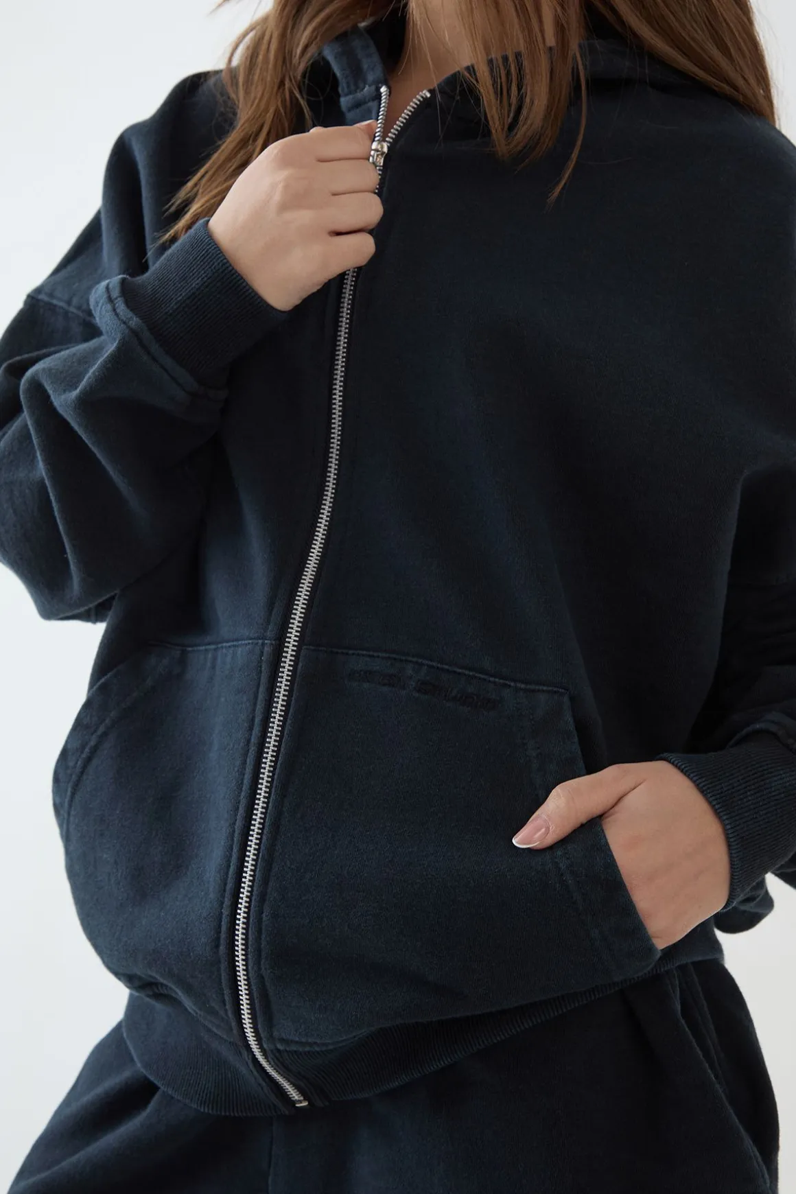 Sweat À Casynthétiqueche Zippé Oversize Effet Délavé Poids Lourd Dsgn Studio