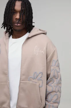 boohooMAN Sweat À Casynthétiqueche Zippé Oversize Boxy Avec Imprimé Floral Synthétiqueff - Tall<Homme Tout Afficher|Sweats À Capuche Tall
