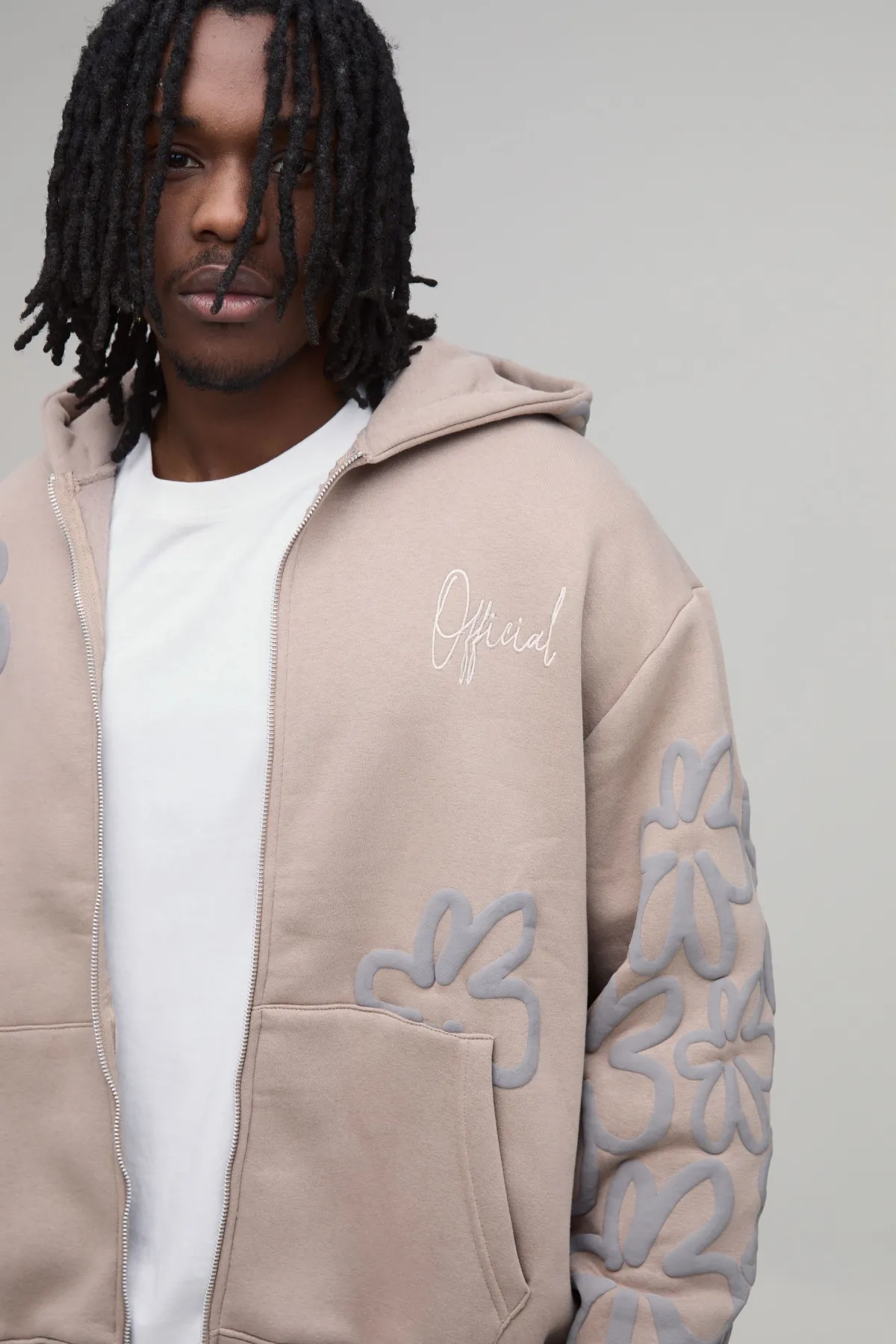 boohooMAN Sweat À Casynthétiqueche Zippé Oversize Boxy Avec Imprimé Floral Synthétiqueff - Tall<Homme Tout Afficher|Sweats À Capuche Tall