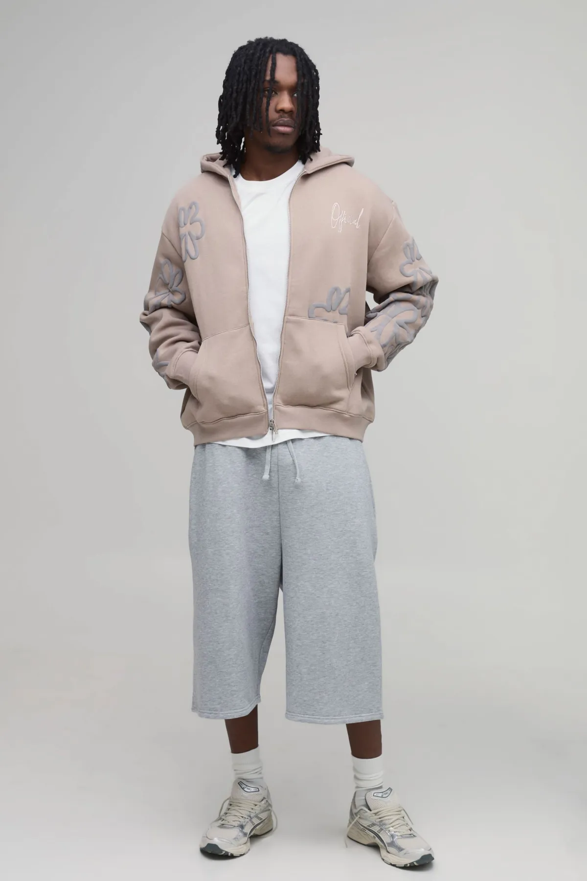 boohooMAN Sweat À Casynthétiqueche Zippé Oversize Boxy Avec Imprimé Floral Synthétiqueff - Tall<Homme Tout Afficher|Sweats À Capuche Tall