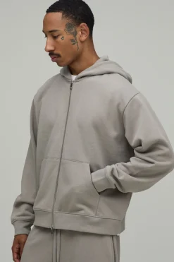 Sweat À Casynthétiqueche Zippé Oversize Boxy En Molleton Épais 480gsm